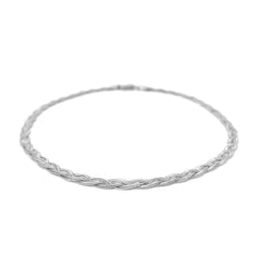 3.5mm 14k White Braided Foxtail Anklet