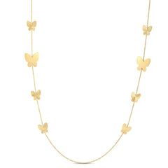 14k Yellow Gold Papillon Graduated Butterfly Necklace