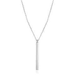 Sterling Silver 24 inch Necklace with Long Polished Bar Pendant