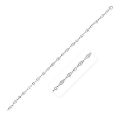 Sterling Silver Anklet with Marquise Leaf Motifs