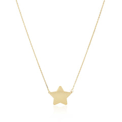 14k Yellow Gold Necklace with Five Pointed Star