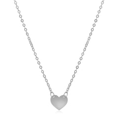 14k White Gold Polished Mini Heart Necklace