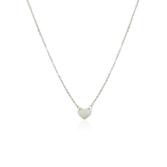 14k White Gold Polished Mini Heart Necklace