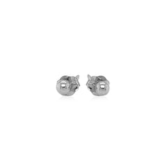 14k White Gold Spherical Stud Earrings (3mm)