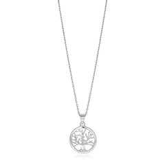 Sterling Silver inch Round Tree of Life Necklace