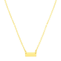 14k Yellow Gold Polished Mini Bar Necklace