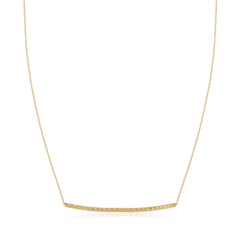 14k Yellow Gold Thin Textured Bar Necklace