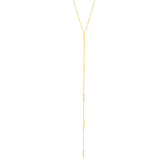 14k Yellow Gold Lariat Necklace with Small Polished Bars